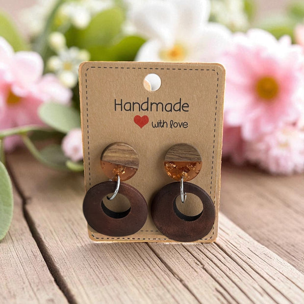 Handcrafted Charm: Resin, Wood, Faux Leather  & Acrylic Earrings