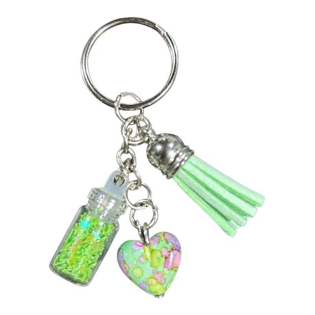 Heart and tassel keyring