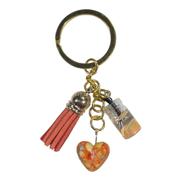 Heart and tassel keyring