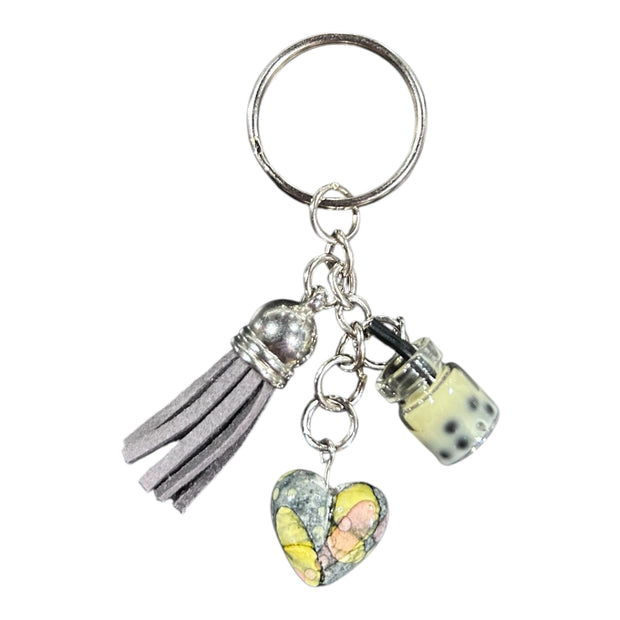 Heart and tassel keyring