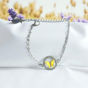 Whimsical Yellow Butterfly Enamel Bracelet